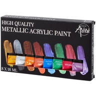 Metalické akrylové farby 8 ks x 18 ml COLOR MIX