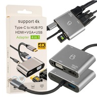 HUB USB-C ADAPTÉR HDMI 4k VGA USB 3.0 PD