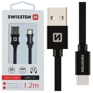 SWISSTEN USB nabíjací kábel USB-C 3.1 3A 1.2m