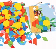 VEĽKÉ DREVENÉ PUZZLE 250 KUSOV. TANGRAM 20 OBRÁZKOV