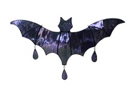 Halloweenska dekorácia fialový sklenený netopier