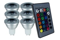 6x LED RGB ŽIAROVKA FARBA GU10 S DIAĽKOVÝM OVLÁDANÍM HALOGÉN