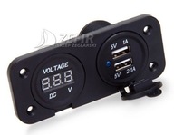 JACHTOVÝ VOLTMETER + 2 USB ZÁSUVKA - 03079