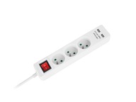 Napájací predlžovací kábel 3 zásuvky + 2 USB 5m