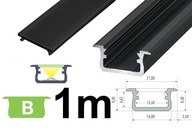 1M LED PROFIL, TYP B, ČIERNA S ČIERNOU LAMPOU