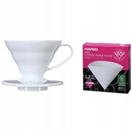 Prekvapkávač Hario V60-01 biely + filter Hario V60-01 40 kusov