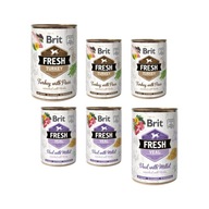 BRIT FRESH Mokré krmivo pre psov ZMES CHUTÍ JAHNIČKA A MORKA 6X400G