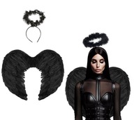 Set BLACK FALLEN ANGEL Halloween betlehem hra HALO Tiara WINGS Raven