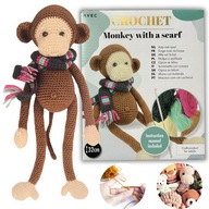 SADA PRIADZOVÉHO HÁČKOVANIA Amigurum Mascot Monkey so šatkou