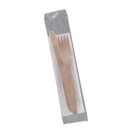 Drevená vidlička + nôž + obrúsok vo fólii 350 ks