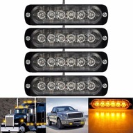 4x12V 24V 6 LED jantárový stroboskop Blikanie Recovery Lig