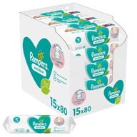 Sada vlhčených obrúskov Pampers Sensitive, zásoba 15x 80 ks