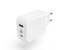 Hama USB-A USB-C PD QQC nabíjačka 42W biela