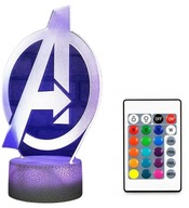 3D LED LAMPA LOGO AVENGERS MARVEL COLORS + DIAĽKOVÉ OVLÁDANIE