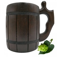 Pivný hrnček s rúčkou Starý poľský drevený dubový hrnček na pivo DARČEK