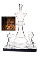 Sklenená karafa CHESS na šachovnici + 4 poháre ORIGINÁLNY DARČEK