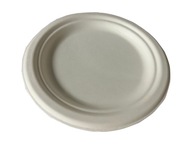 Biely tanier z cukrovej trstiny, priemer 23 cm - 50 ks