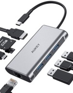 CB-C91 hliníkový USB-C HUB | 8v1 | RJ45 Ethernet 10/100/1000 Mbps | 3x USB 3