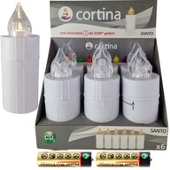 LED vložka na sviečky Vložky do sviečok Santo White Cortina (6 kusov) + batérie