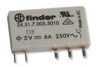 5VDC SPDT 6A FINDER relé 250VAC kontakt: AgNi+Au