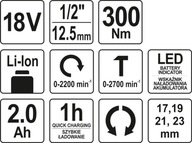 NÁRAZOVÝ KLÁVAČ 1/2 AKUMULÁTOR. 18V, 300NM, KIT