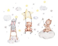 Samolepky na stenu BEAR RABBIT CLOUD STARS XL