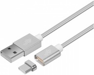 1m magnetický USB-C - USB kábel strieborný 3A 100cm
