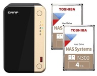QNAP TS-264-8G + 2x 4TB súborový server Toshiba NAS