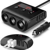 1 Swipe 3 Zapaľovač cigariet do auta 100W 4xUSB 12/24V