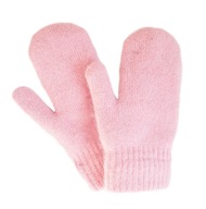 Ružové, zateplené jednoprsté mohérové ​​rukavice