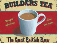 Kovová reklamná tabuľa Stavebný silný čaj