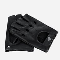 Dámske kožené vodičské rukavice FINGERLESS PREMIUM BLACK