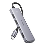 Adaptér 4v1 UGREEN Hub USB-C na 4x USB 3.0 + USB-C CM219 (sivý)