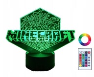 3D LED NOČNÁ LAMPA MINECRAFT HERNÁ LAMPA 16 FARIEB + DIAĽK