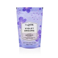 Vonná soľ do kúpeľa upokojujúca a relaxačná soľ do kúpeľa Violet Dreams 500g