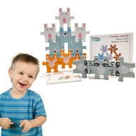 Drevené kocky puzzle zvieratká pyramída