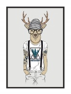 OBRAZOVÝ PLAGÁT V RÁME 33x43 cm Deer Hipster P1537