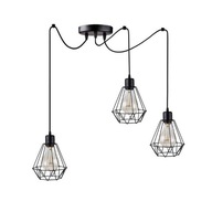 STROPNÉ ZÁVESNÉ LAMPY x3 DRÔTOVÉ BLACK LOFT E27