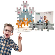 drevené kocky puzzle zvieratká pyramída pre deti