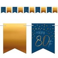 Banner HAPPY 80 modrá ZLATÁ narodeninová girlanda