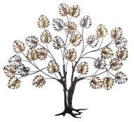 Nástenná dekorácia kovový stromček zlato strieborná
