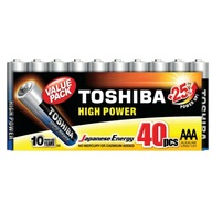 TOSHIBA HIGH POWER AAA alkalické batérie tenké tyčinky veľká sada 40 ks