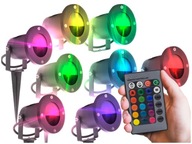 Vonkajšie zemné svietidlo RGB LED na diaľkové ovládanie x8