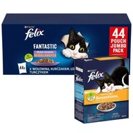 Felix Fantastic Dla Kota Príchute v želé 44 x 85 g + bezplatné suché jedlo 1 kg