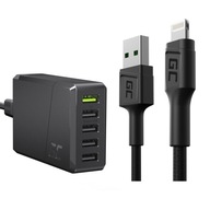 5xUSB nabíjačka + LED USB - Lightning kábel 1,2m