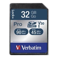 Pamäťová karta Verbatim Pro U3 32 GB (90/45 MB/s) Class 10 UHS-1 V30 SDHC