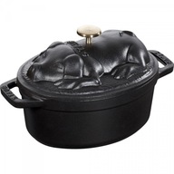 Oválny liatinový hrniec prasa 1l Black Special Cocotte Staub