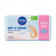 NIVEA BABY SOFT & CREAM Vlhčené obrúsky pre deti 2 x 57 ks.