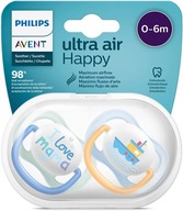 AVENT 2x ULTRA AIR ORTODONTICKÝ SILIKÓNOVÝ cumlík 0-6M DÝCHAČNÝ + PUZDRO