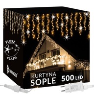 SOPLE 500LED VONKAJŠIE LAMPY 22,5M BLIKAJÚCA ZÁCLONA S SVETLOM GARLANDA ČASOVAČ